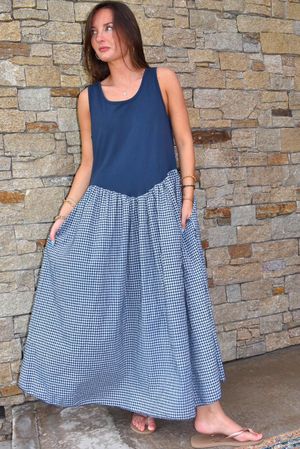 Arbi Gingham Magic Sundress Navy